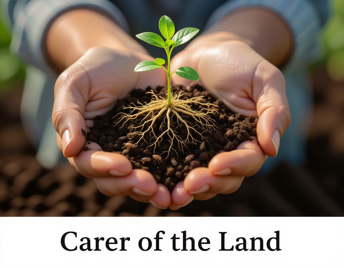 Person Cradling Soil with Roots and Insects
