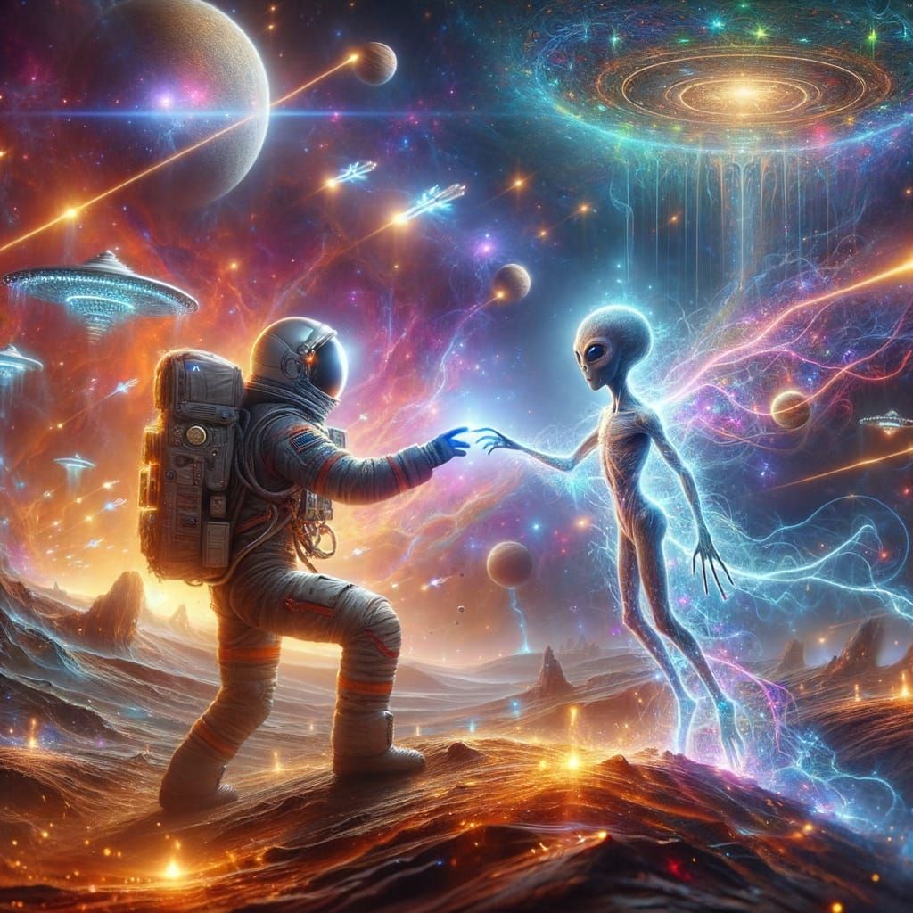First Contact: Astronaut and Alien Encounter