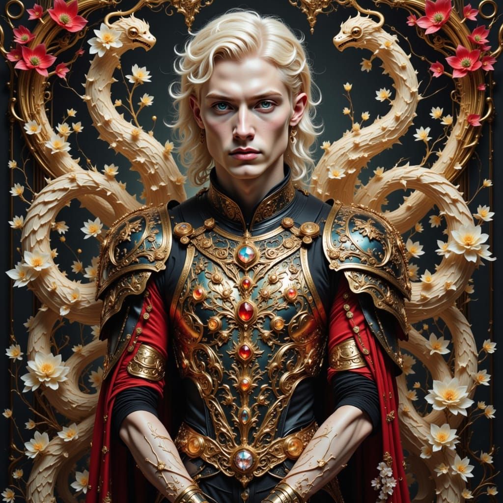 gold red black ivory filigree