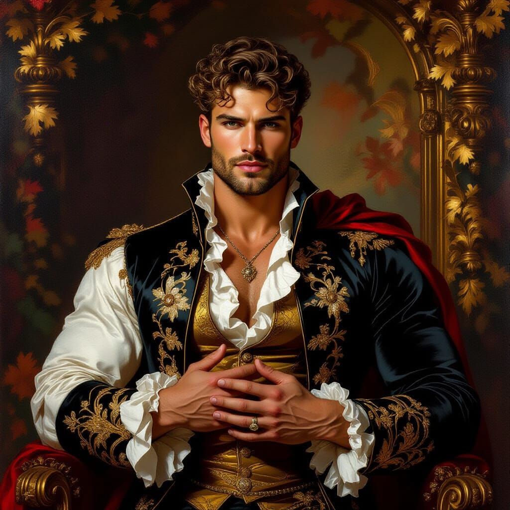 Elegant Gay Male Portrait in Baroque Style