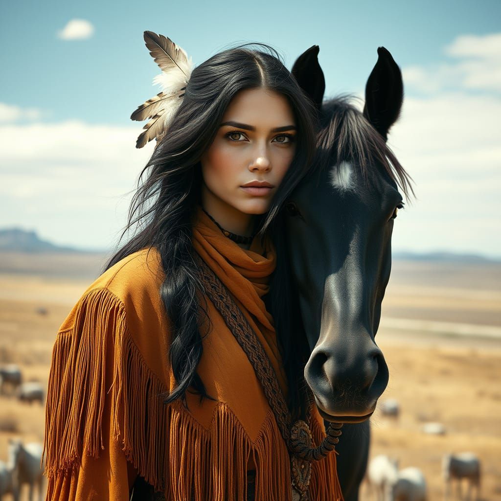 Majestic Native American Woman in Earthy Splendor