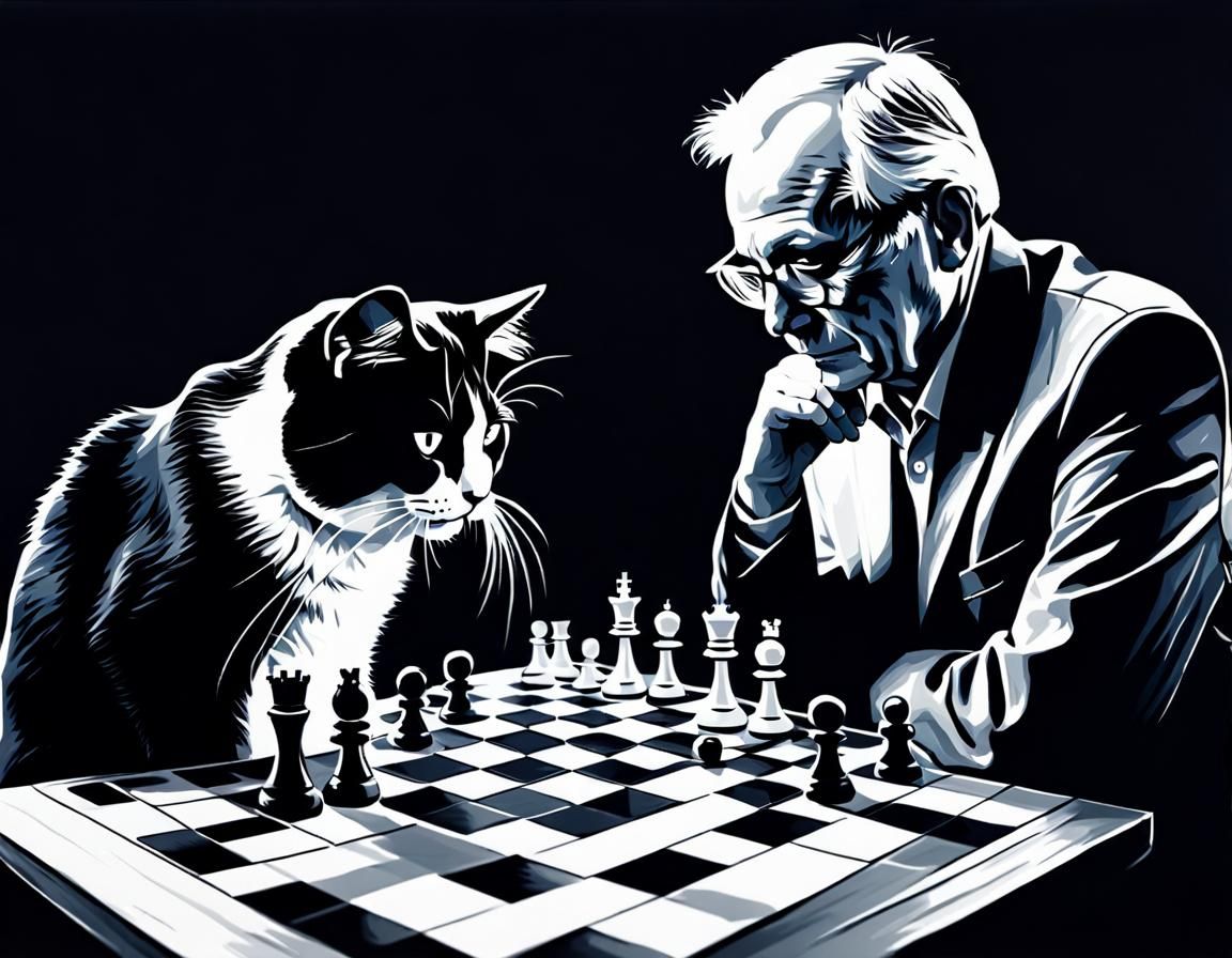 Photorealistic Cat Plays Chess at Championship
