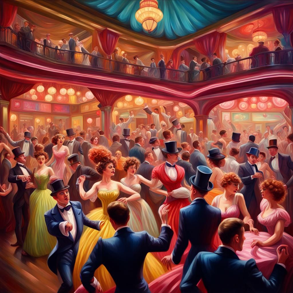 1910 French nightclub oil on canvas