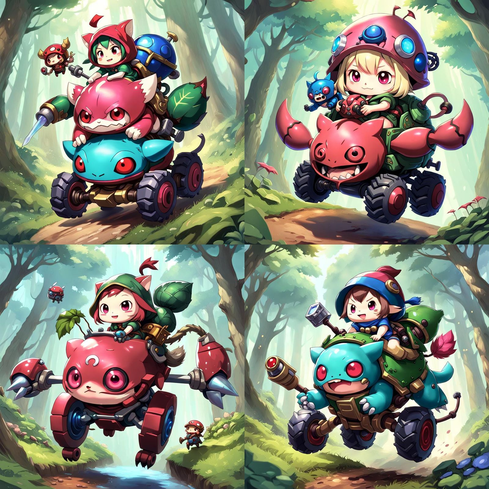 Teemo Rides Tatchikoma: Anime-Style Summoner's Rift