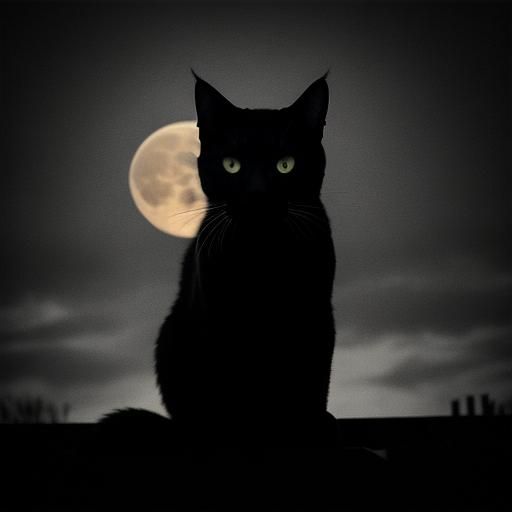 Alley Cat Silhouette on Chimney with Full Moon