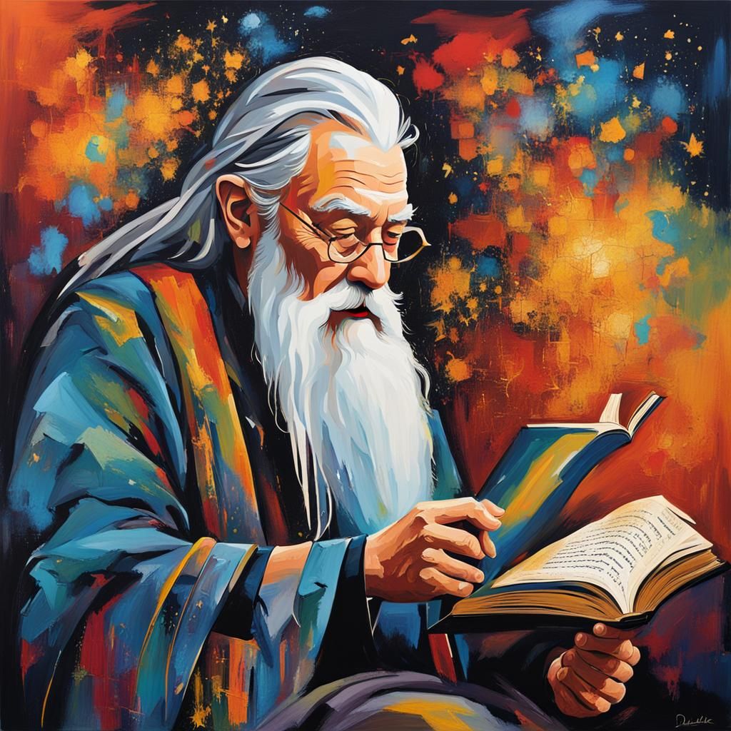 Dumbledore Reading: Abstract Art in Complementary Colors