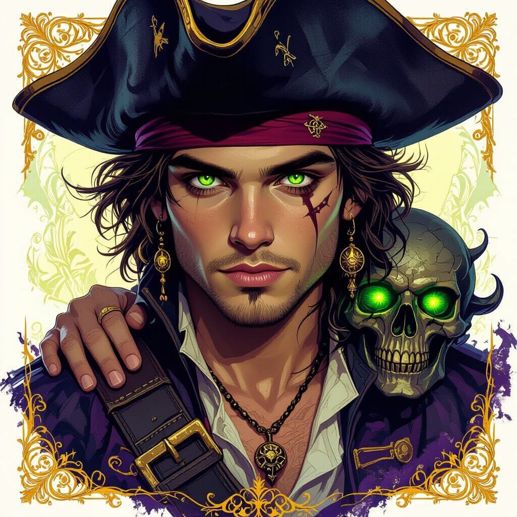 Pirate with Davy Jones in Dark Fantasy Style