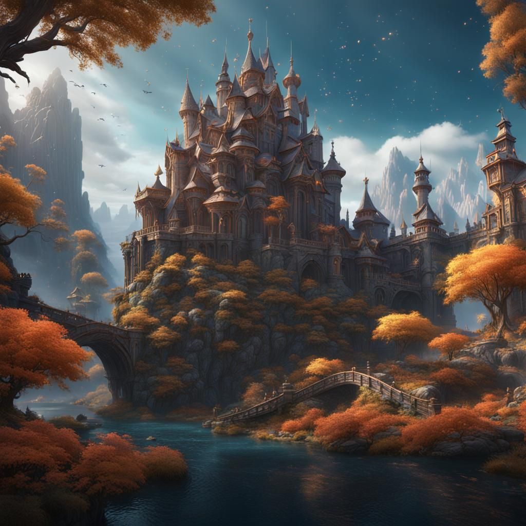 Fantastical Matte Painting in Deep Color, 8K