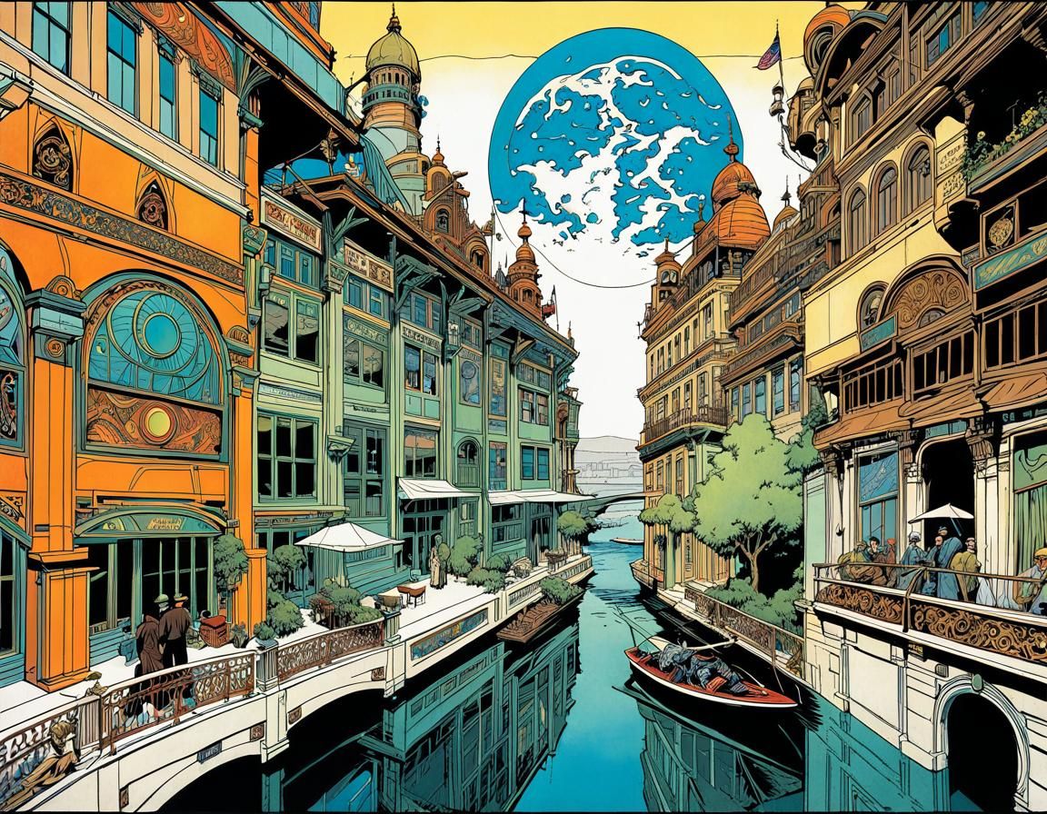 Ethereal Art Nouveau Comic Book Cover with Gilded Details