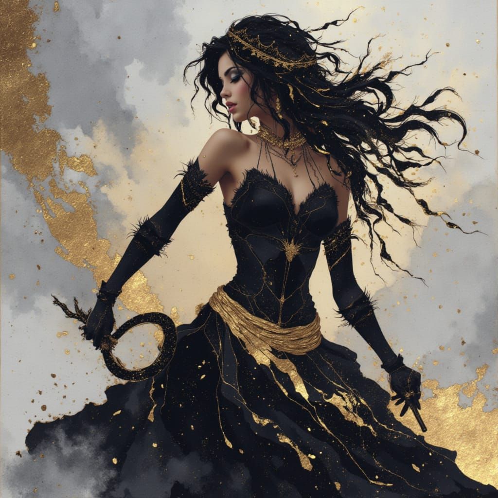 Elegant Black and Gold Abstract Art