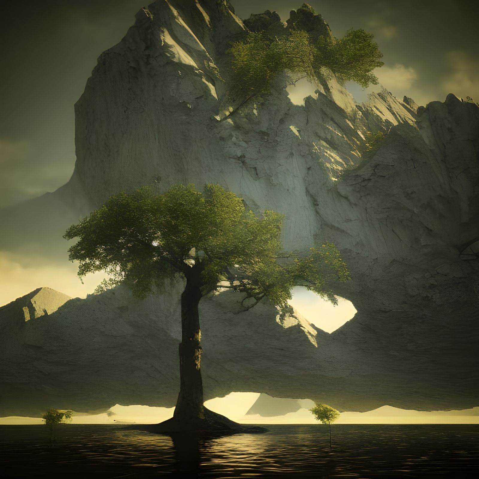 Serene Lake: Surreal Hyperreal Digital Art