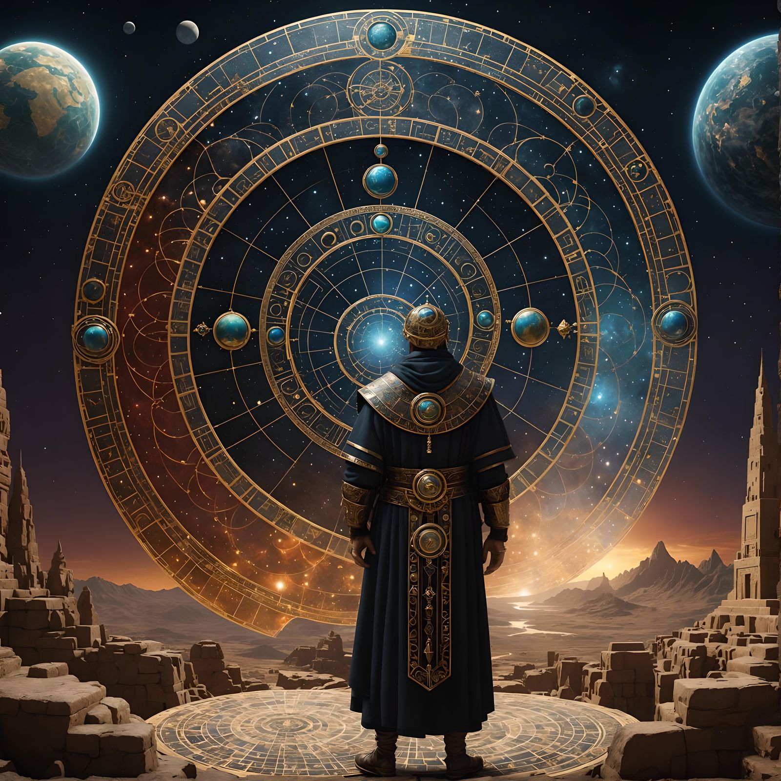 Babylonian Magus and Celestial Maps in Fantasy Art