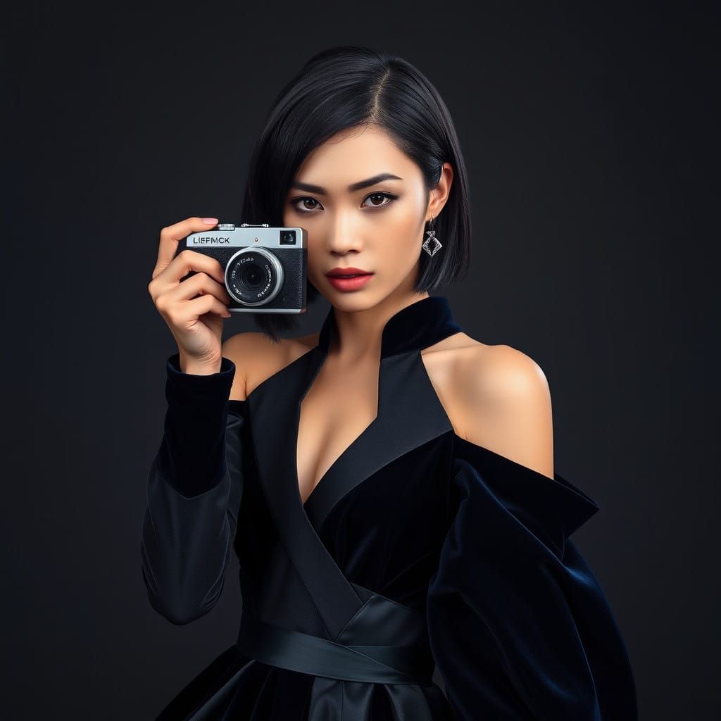 Elegant Model Captured in Dramatic Studio Setting