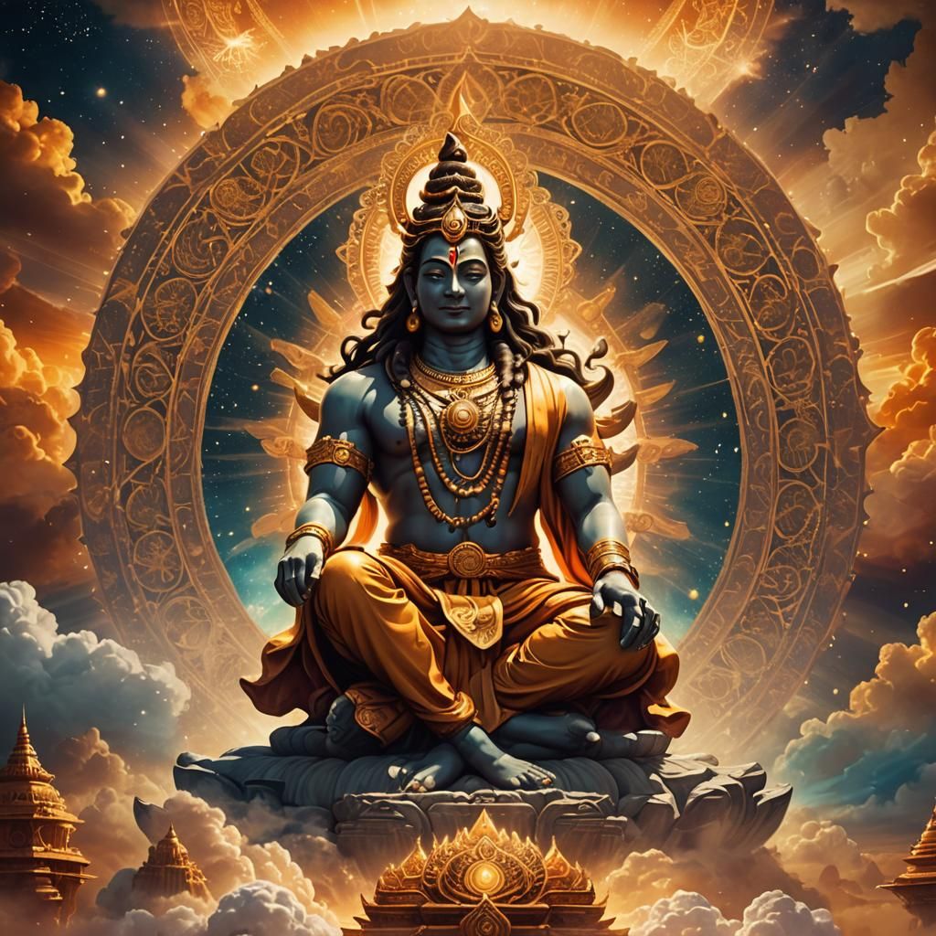 Lord Shiv on Celestial Throne: Mystical Art