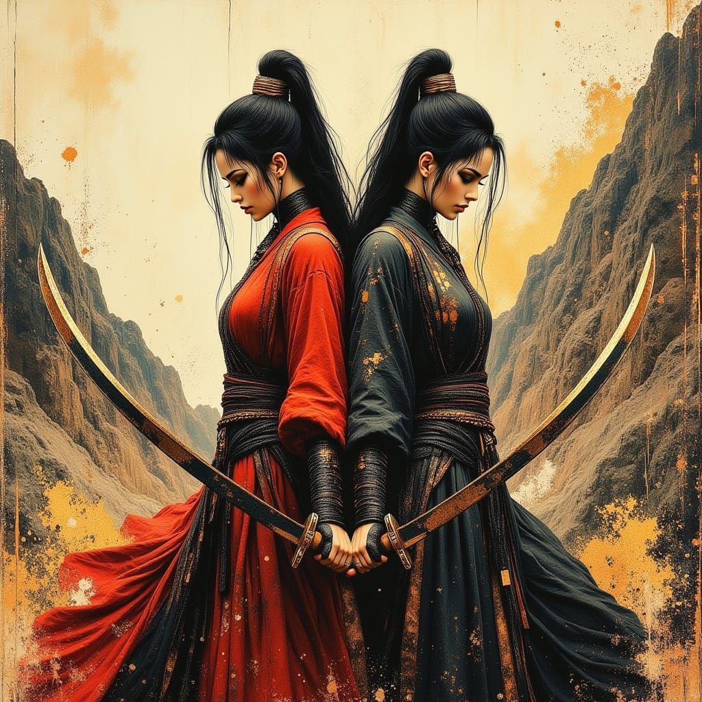 Samurai Warriors in Intense Mountain Battle