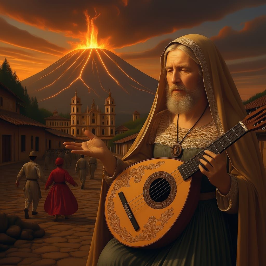 Colonial Quito Art Style: Woman in Monastery with Vihuela