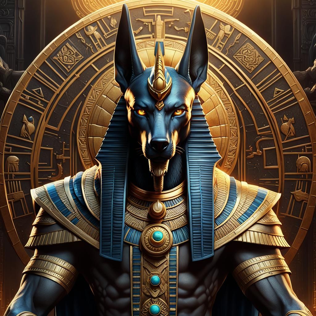 Epic Portrait of Anubis in Dark Fantasy Style