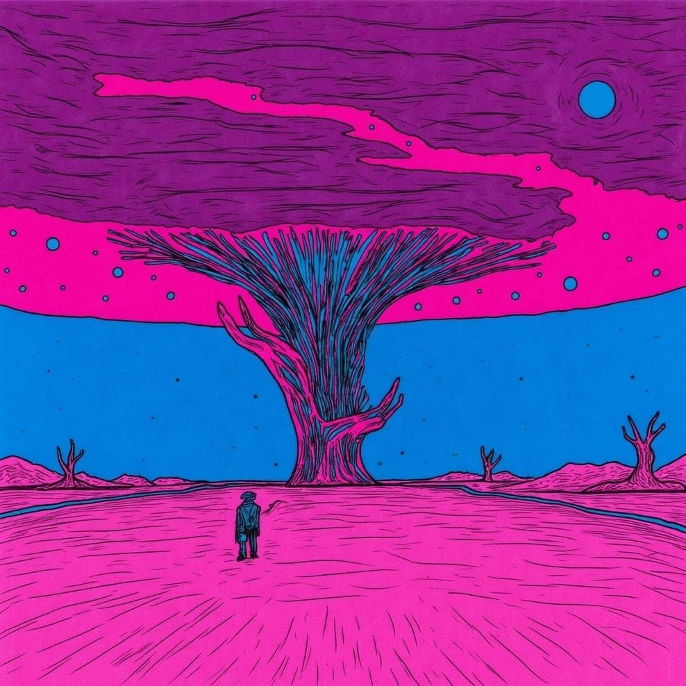 Minimalist Galaxy Storm over Ultraviolet Wasteland