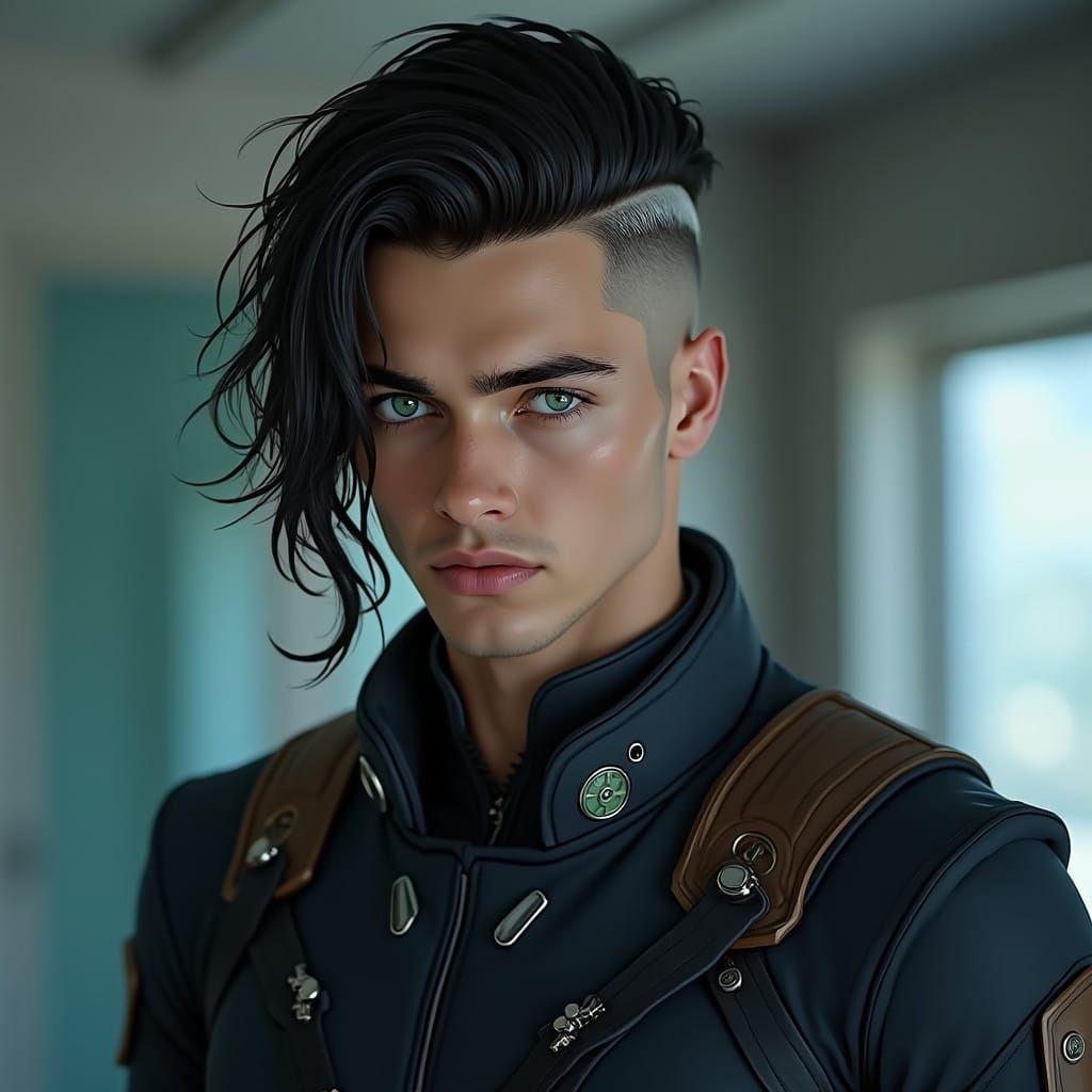 Stunningly Handsome Pleiadian Galactic Officer with Intense....