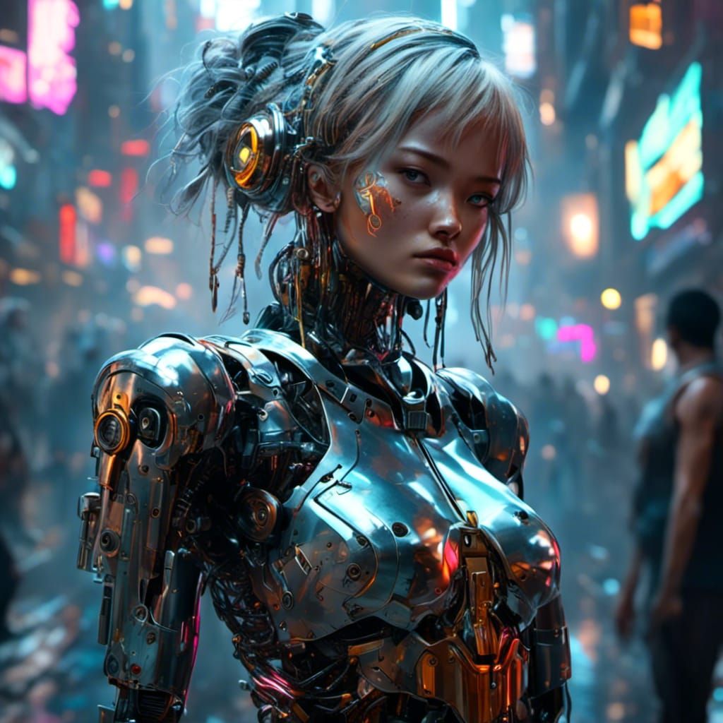 Robot Girl in Sorayama Style Concept Art