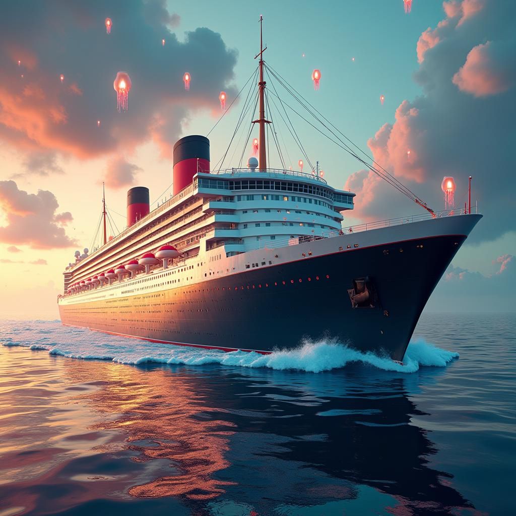 Queen Mary Ocean Liner in a Dreamscape