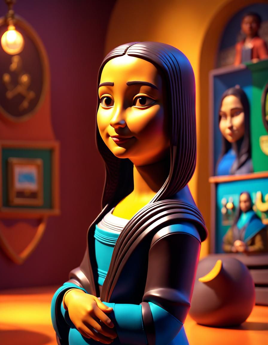 Young Mona Lisa Reimagined as 3D Digital Art