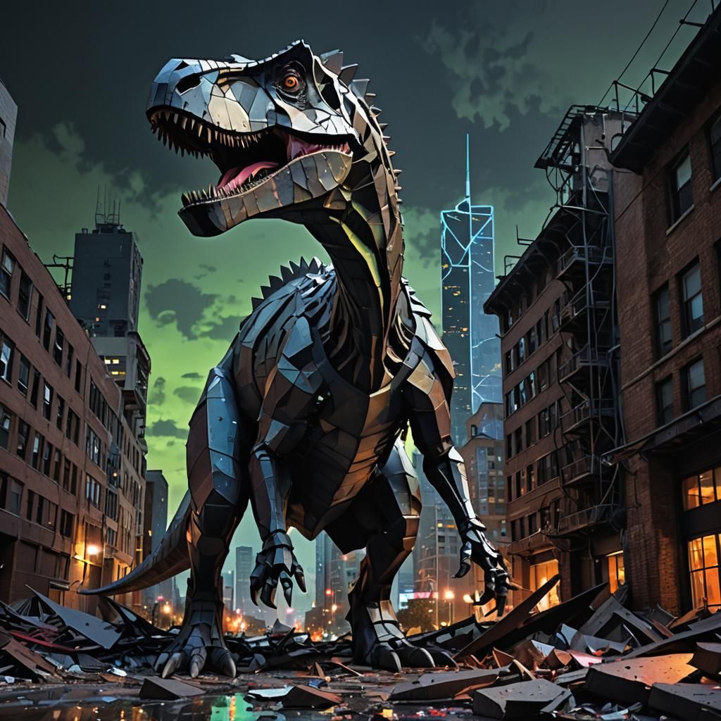 Deconstructivist Cityscape with Fragmented Forms and Abstrac...