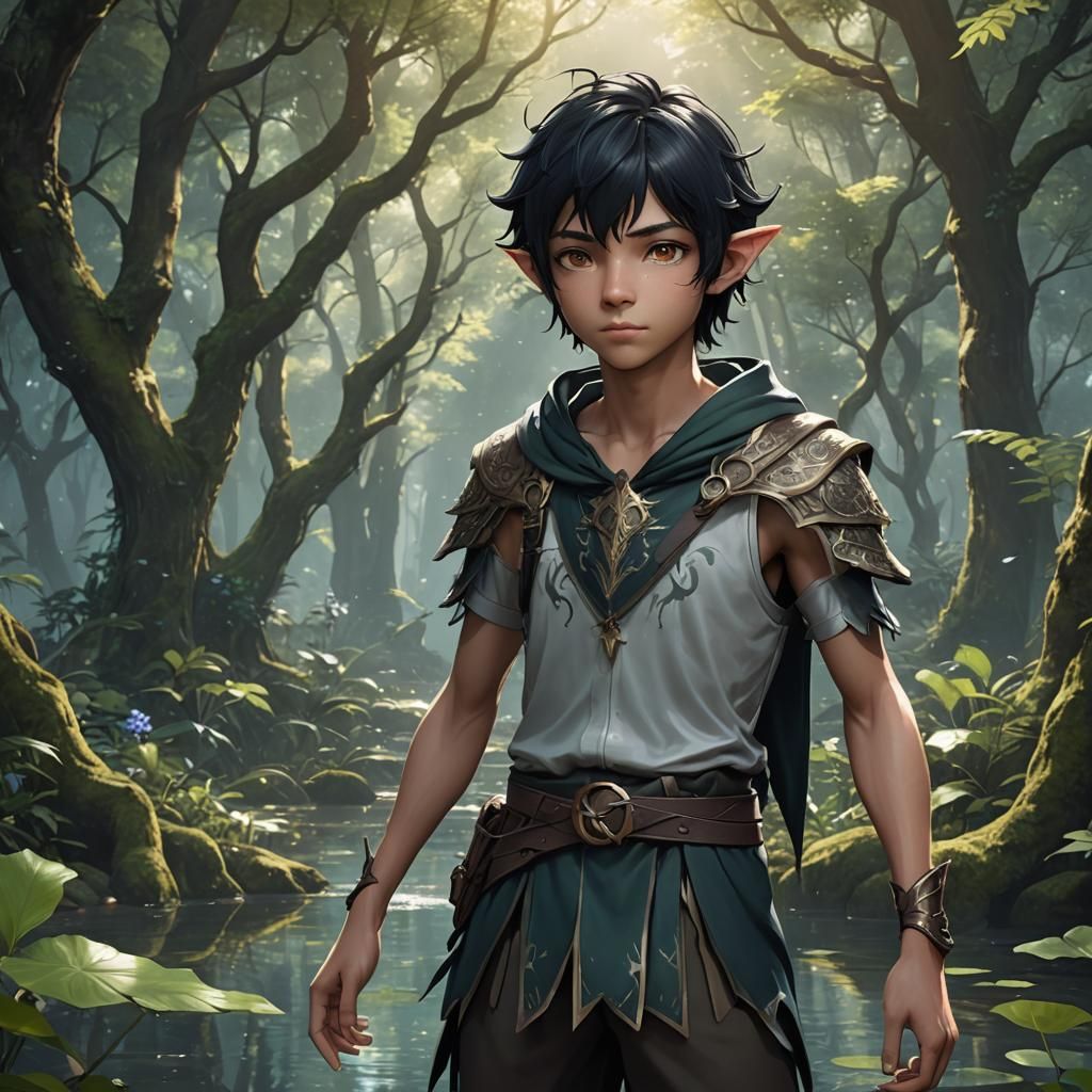 Water Elf in Fairy Forest: 3D Anime Art