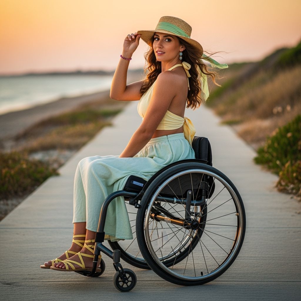 Woman in Wheelchair at Sunset Beach