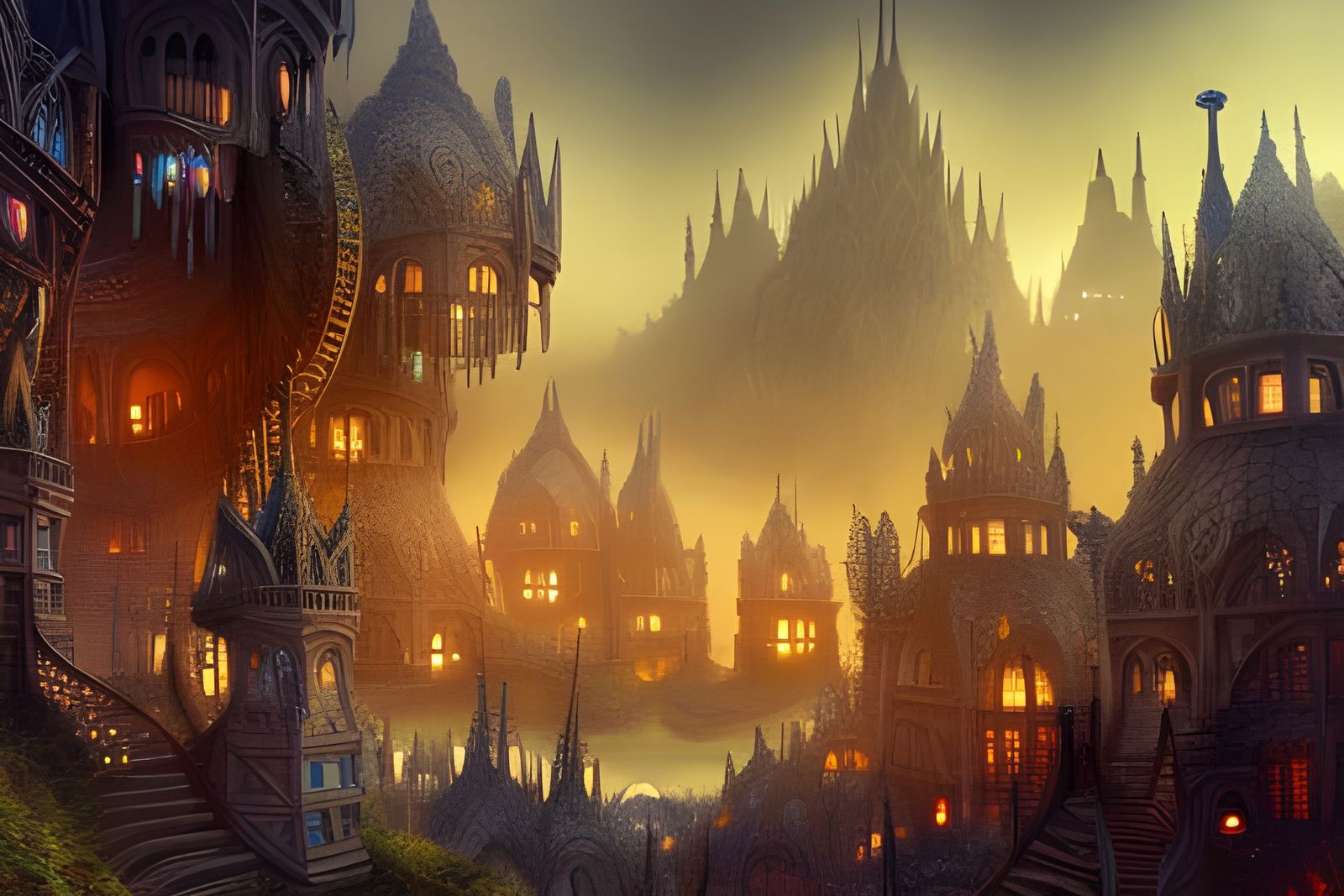 Ornate Elven Town in Post-Apocalyptic Cave City