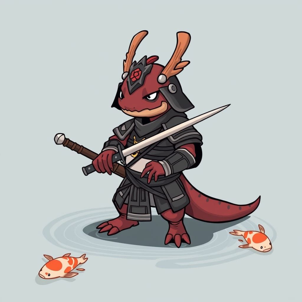 Axolotl Warrior in Koi Pond Armor