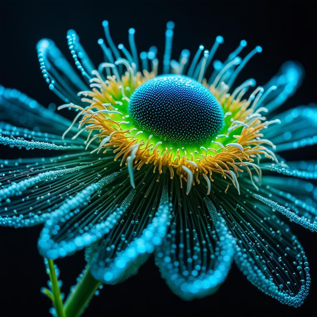 Bioluminescent Spores and Cells in Macro Photography
