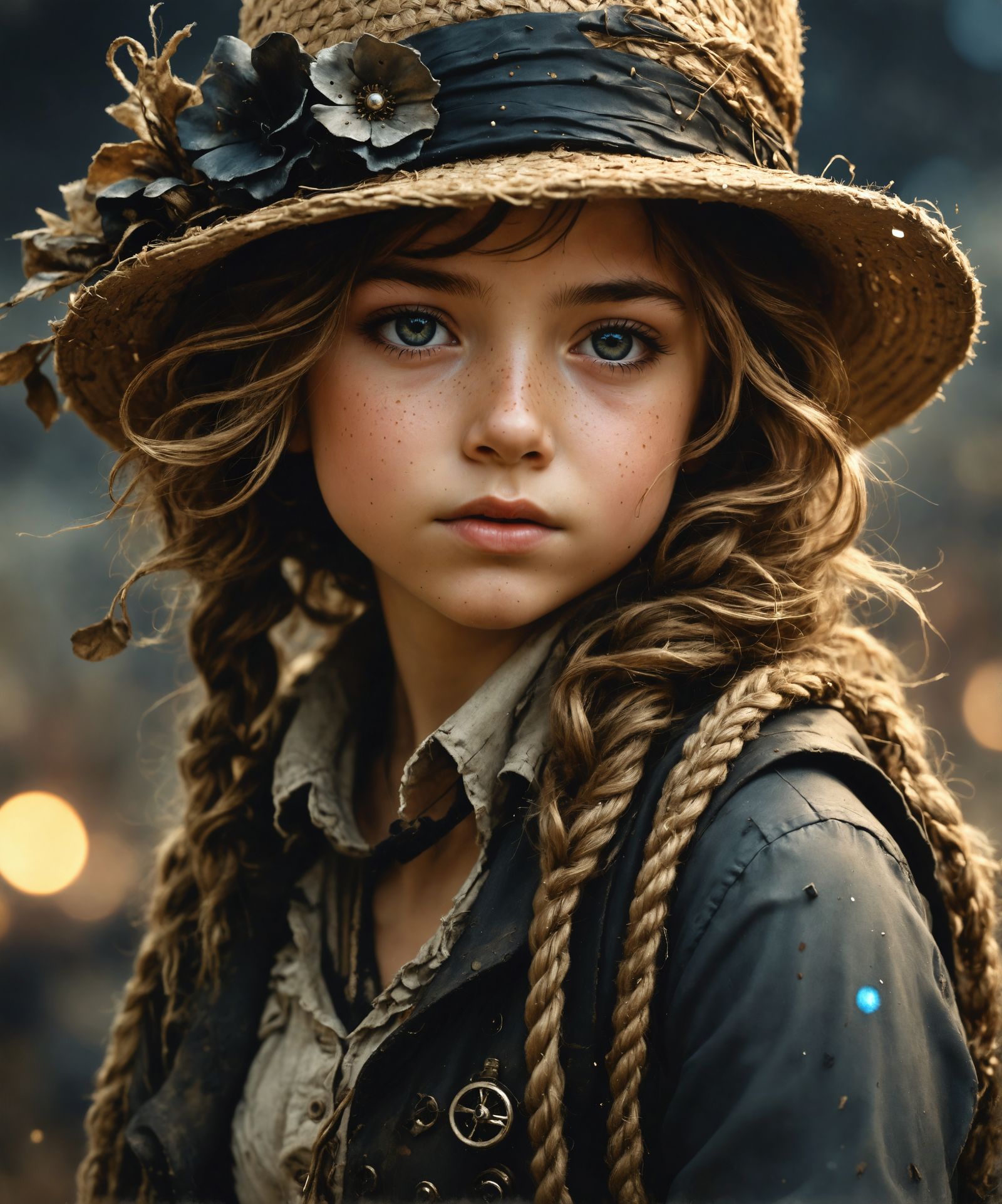 Shabby Hat Girl in Neo-Impressionism Style