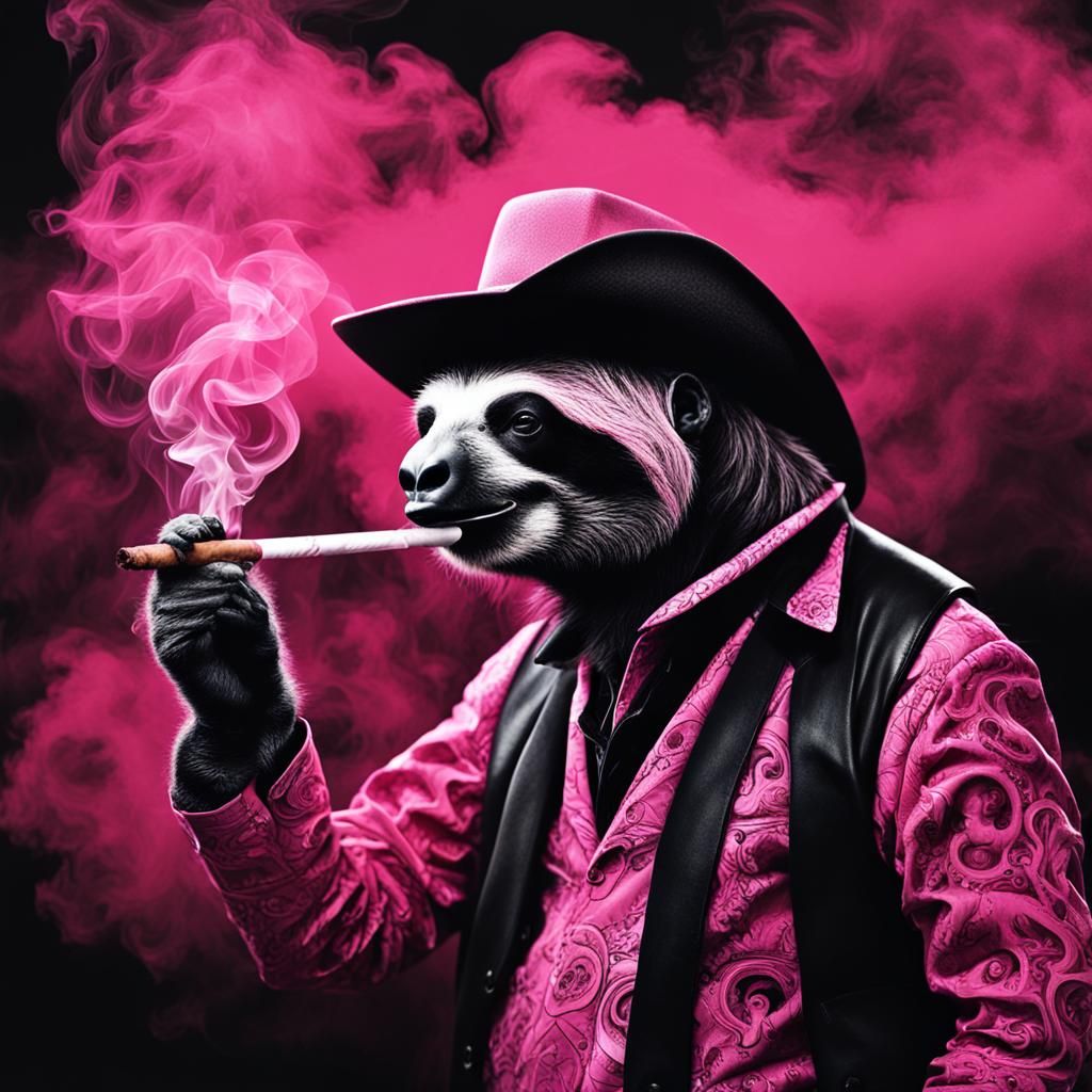 Sloth Smoking Cigar in Gillett's Dark Vintage Style