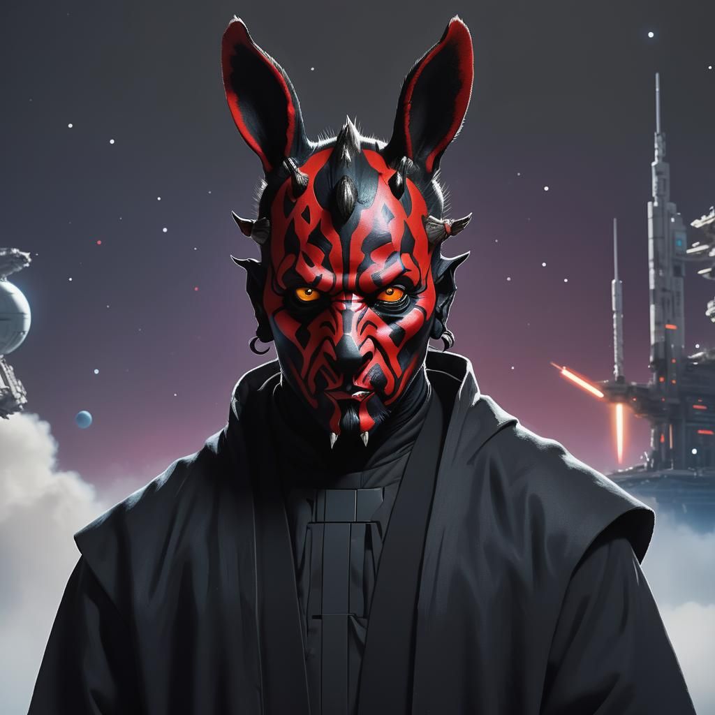 Darth Maul Rabbit Hybrid Portrait in Space