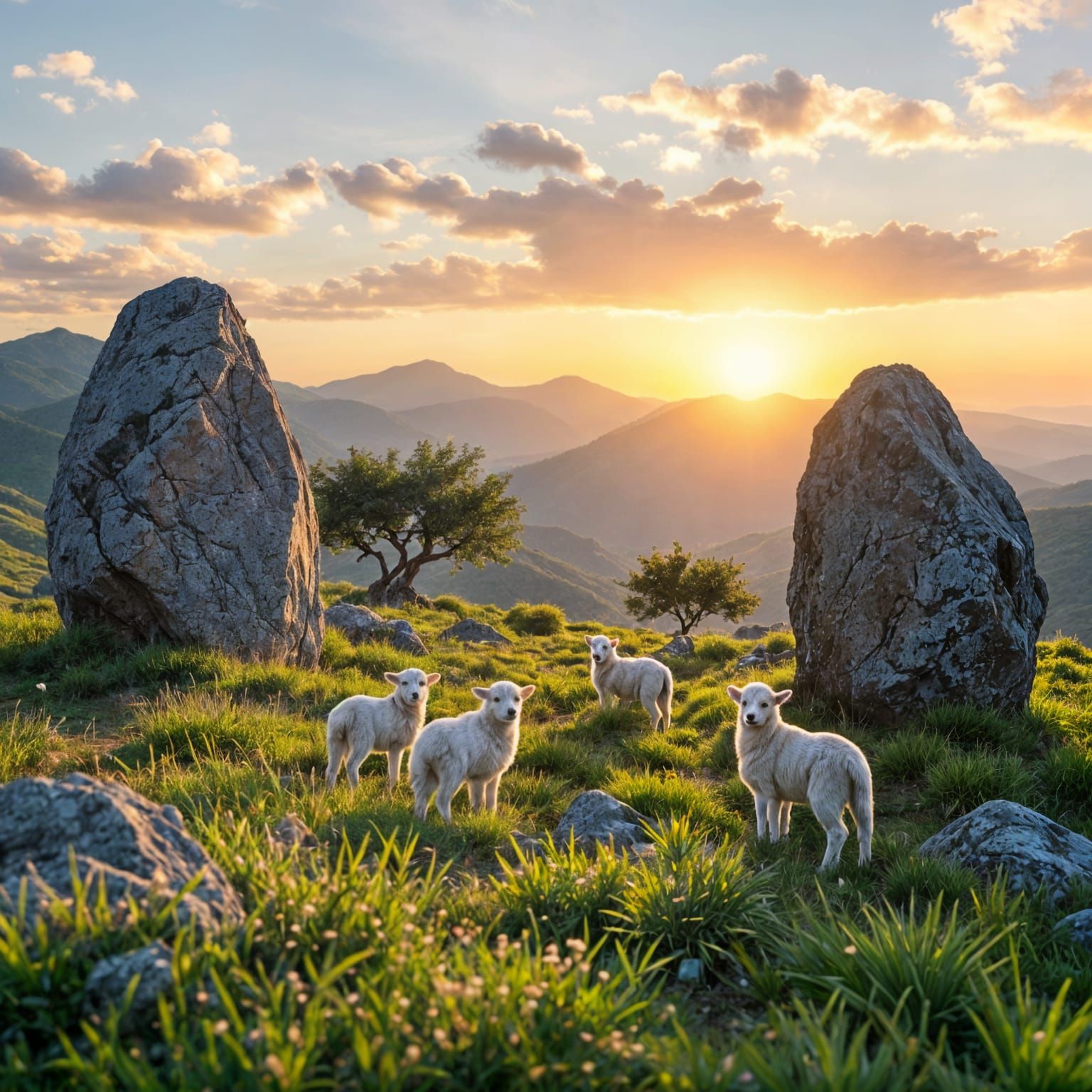 Ancient Stones on Green Mountain Peak at Sunset