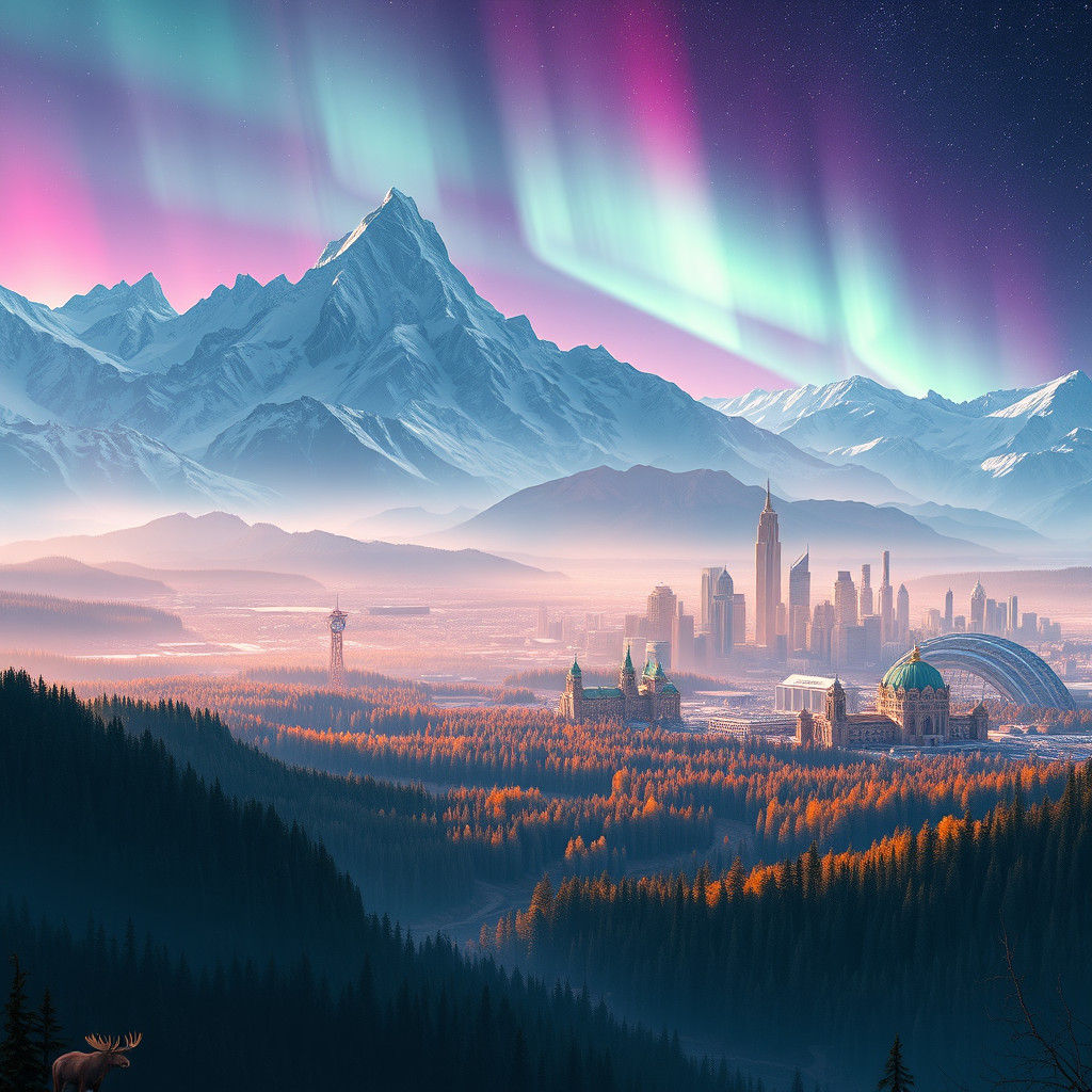 Canada and United States Blended in Matte Painting