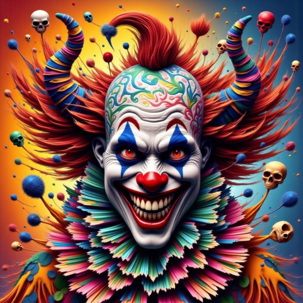 Vibrant Pop Art Clown with a Twist
