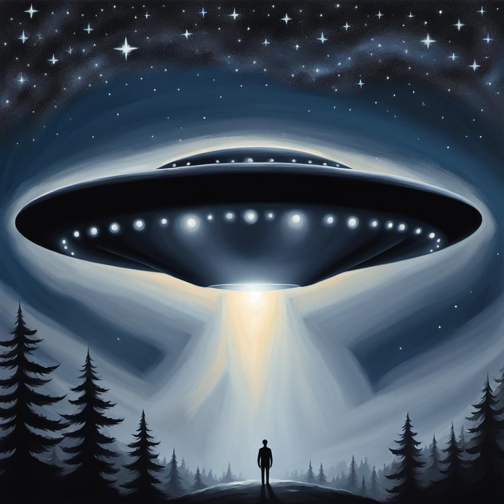UFO Silhouette Against a Tranquil Night Sky