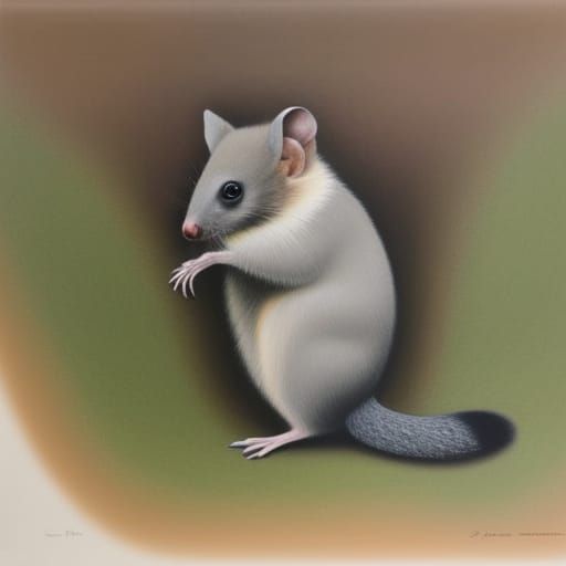 Brushtailed Bettong in Grassy Habitat as Chalk Drawing