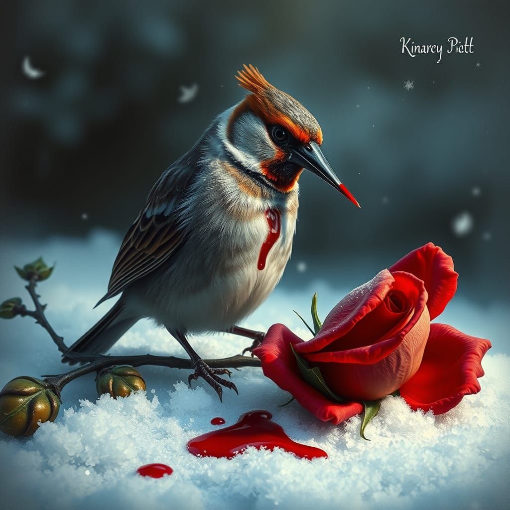 Sparrow's Haunting Sacrifice in a Frosty Garden