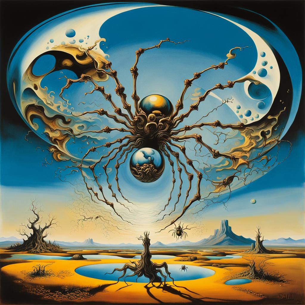 Surreal Landscape with Elastic Flora and Winged Fairy