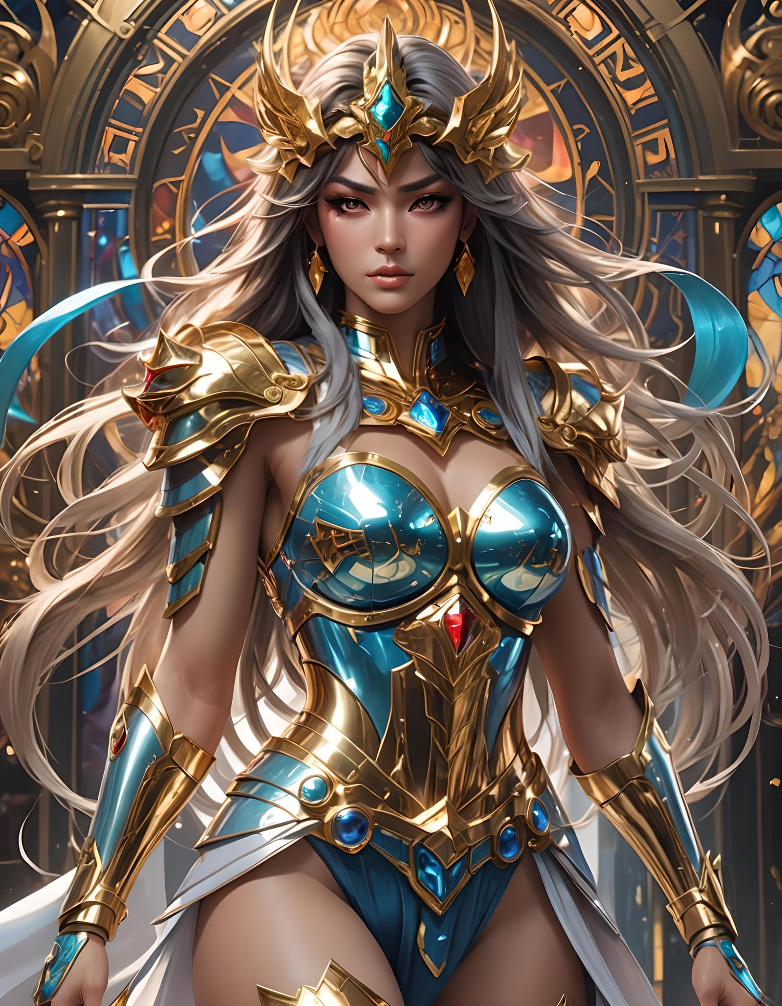 Saint Seiya Inspired Portrait in Art Nouveau Style