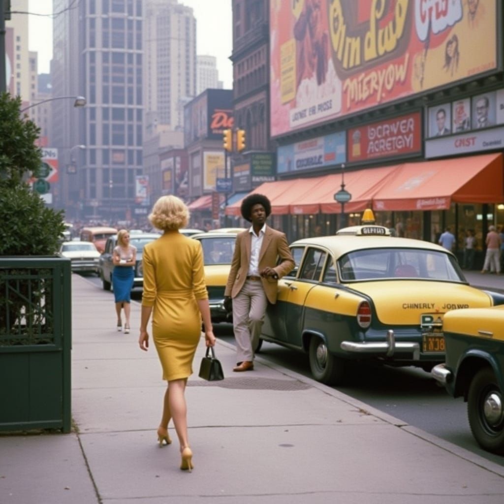 African-American Cab Driver in 1970s Times Square