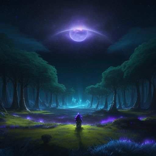 Fantasy Night Sky: Floating Lands and Magic Energies