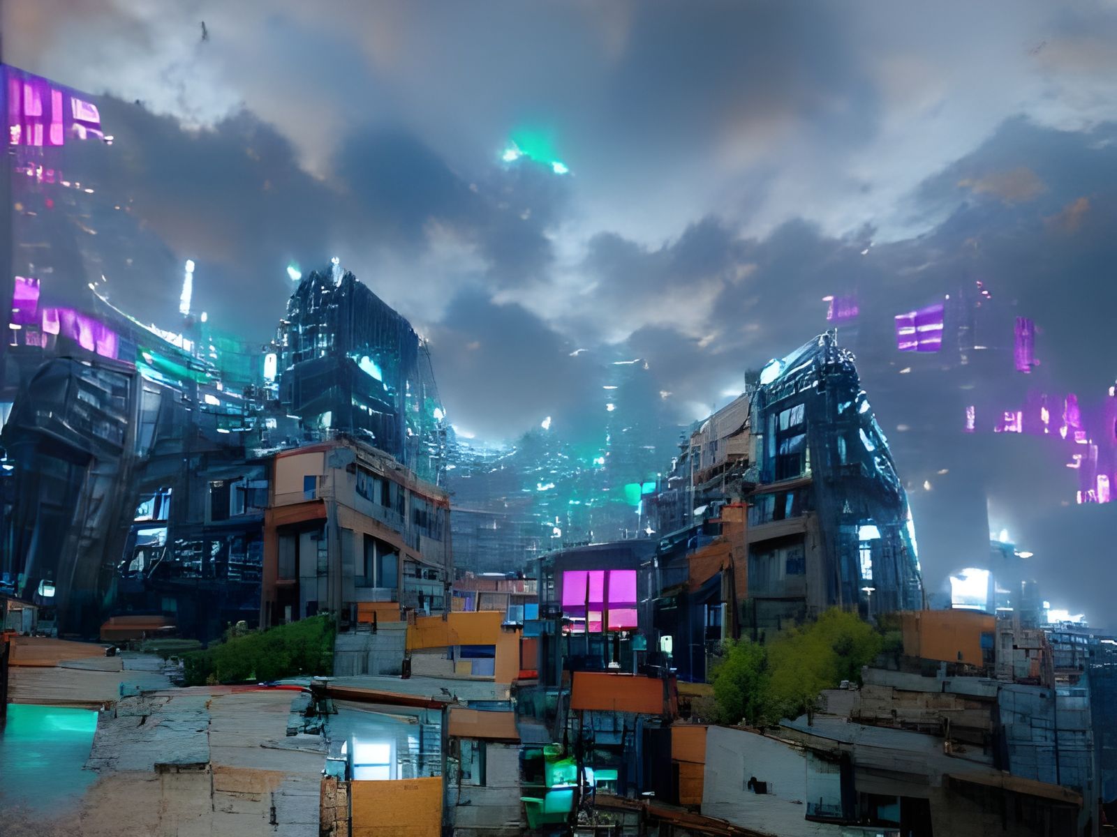 Cyberpunk Cityscape Rendered in Unreal Engine