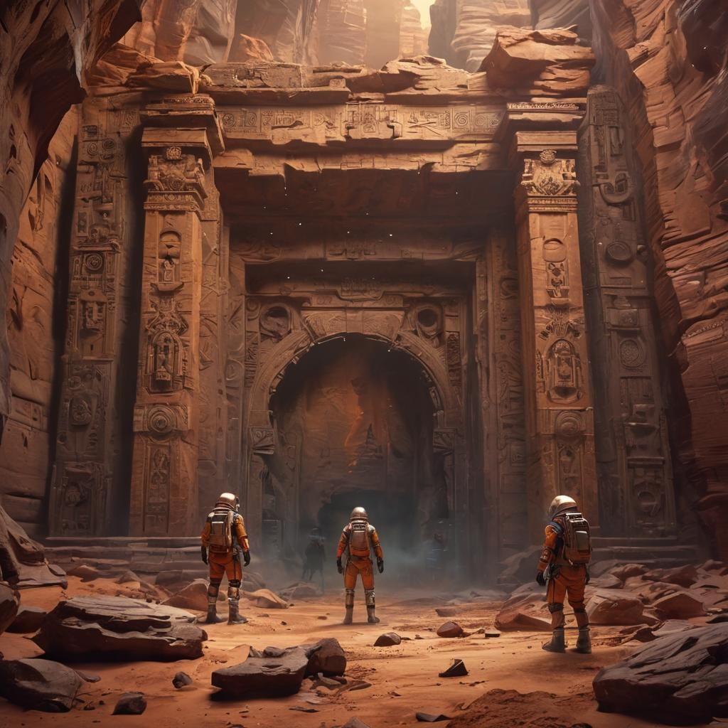 Martian Explorers Discover Ancient Doorway: Fantasy Concept ...