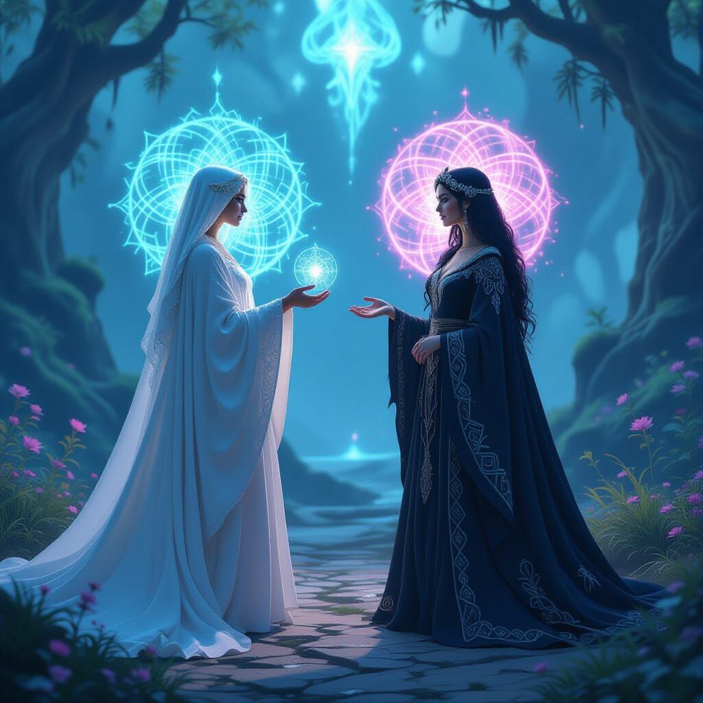 Light Hope and the Sorceress Meet in a Mystical Realm