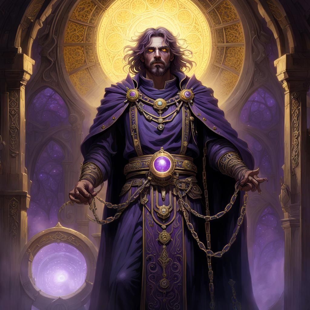 Cleric of Chained Oblivion in Ornate Dark Fantasy Style