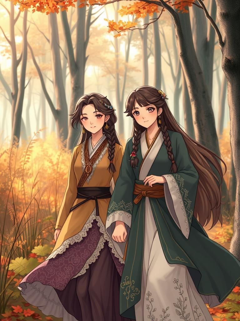 Couple's Fantasy Walk in Ghibli Style